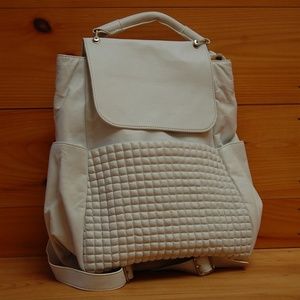 Another-Label White Backpack with Blue Lining